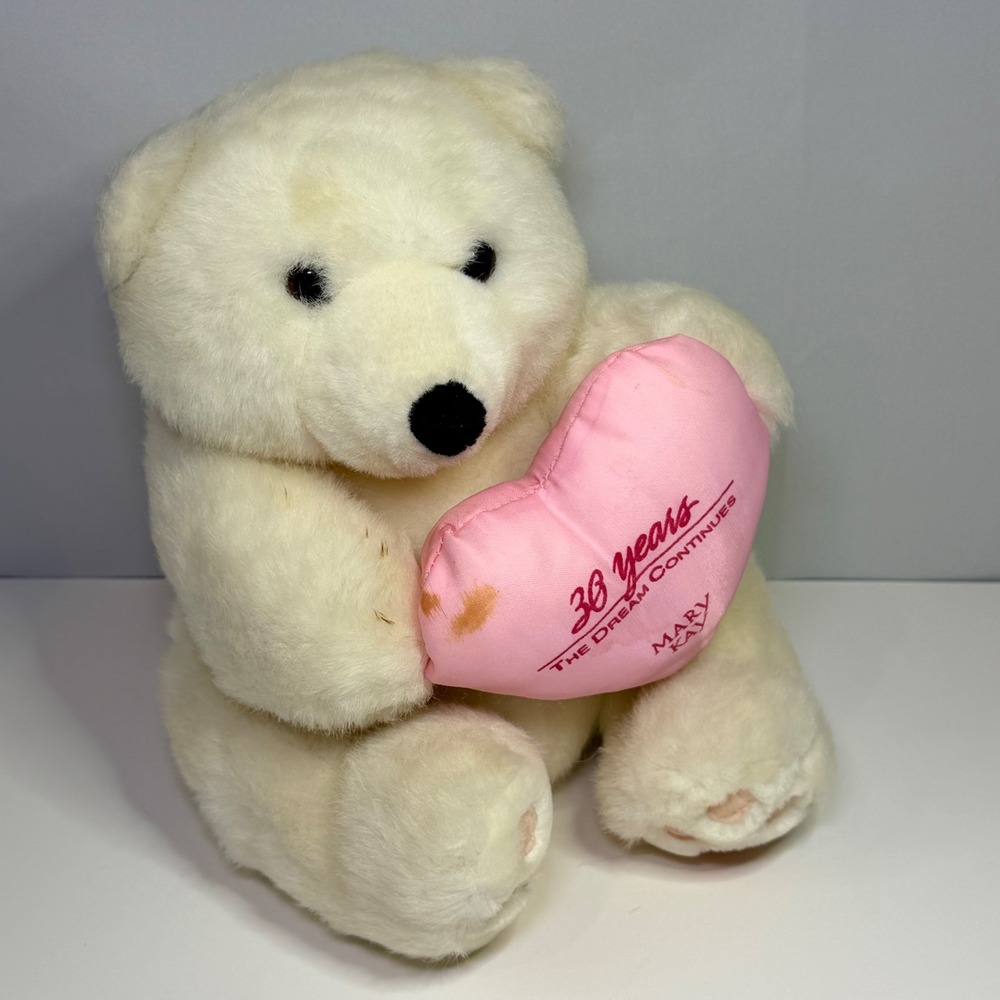 Mary Kay 30 Years The Dream‎ Continues White Teddy Bear Pink Heart Vintage Plush